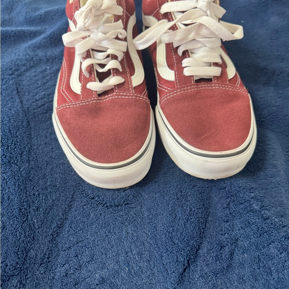 Vans Burgundy and White Sneakers